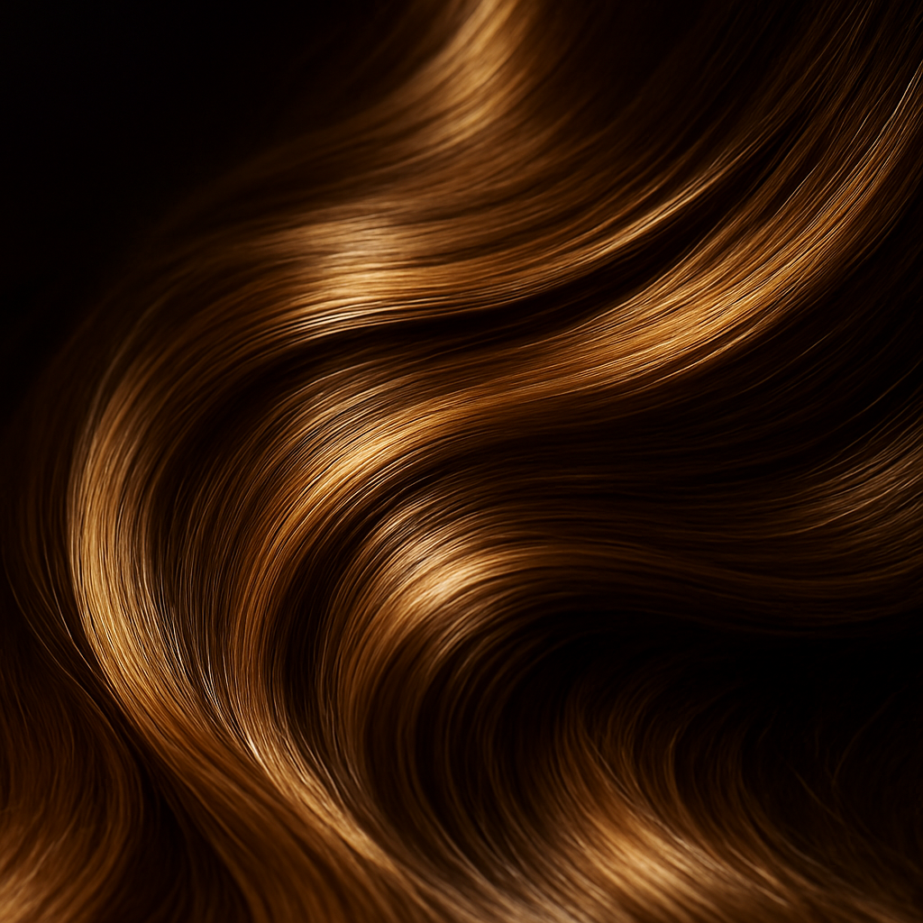 Dettaglio macro di capelli con riflessi dorati